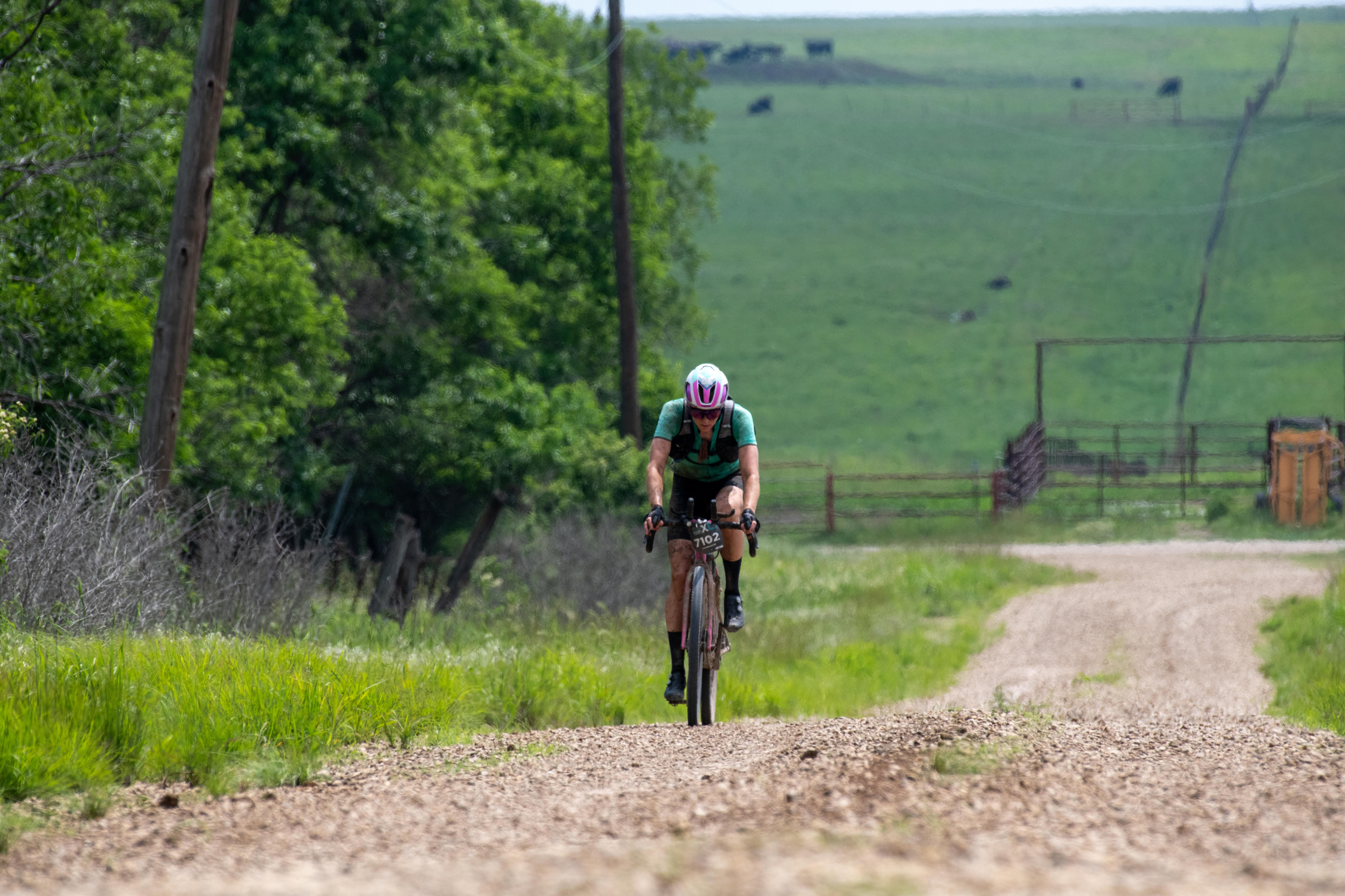 Kristen Legan racing the Unbound XL gravel bike race in Kansas