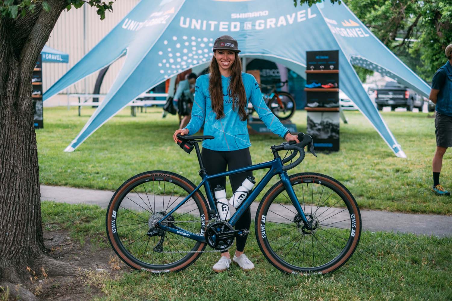 Shimano Gravel Athlete Hannah Otto standing with her bike at UNBOUND 2024