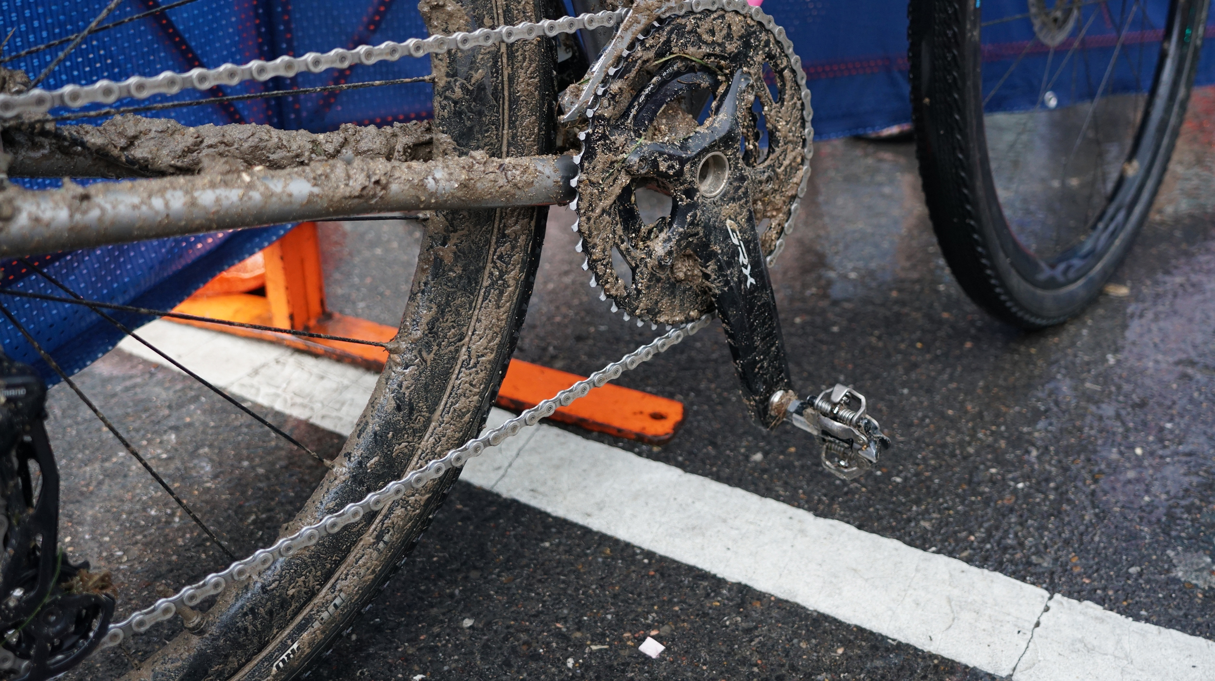 Kristen Legan's dirty GRX cranks after winning the Unbound XL gravel race