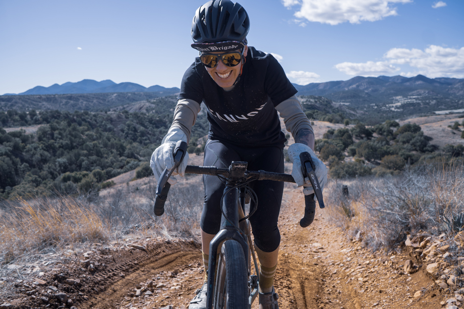 Heather Jackson riding her gravel bike