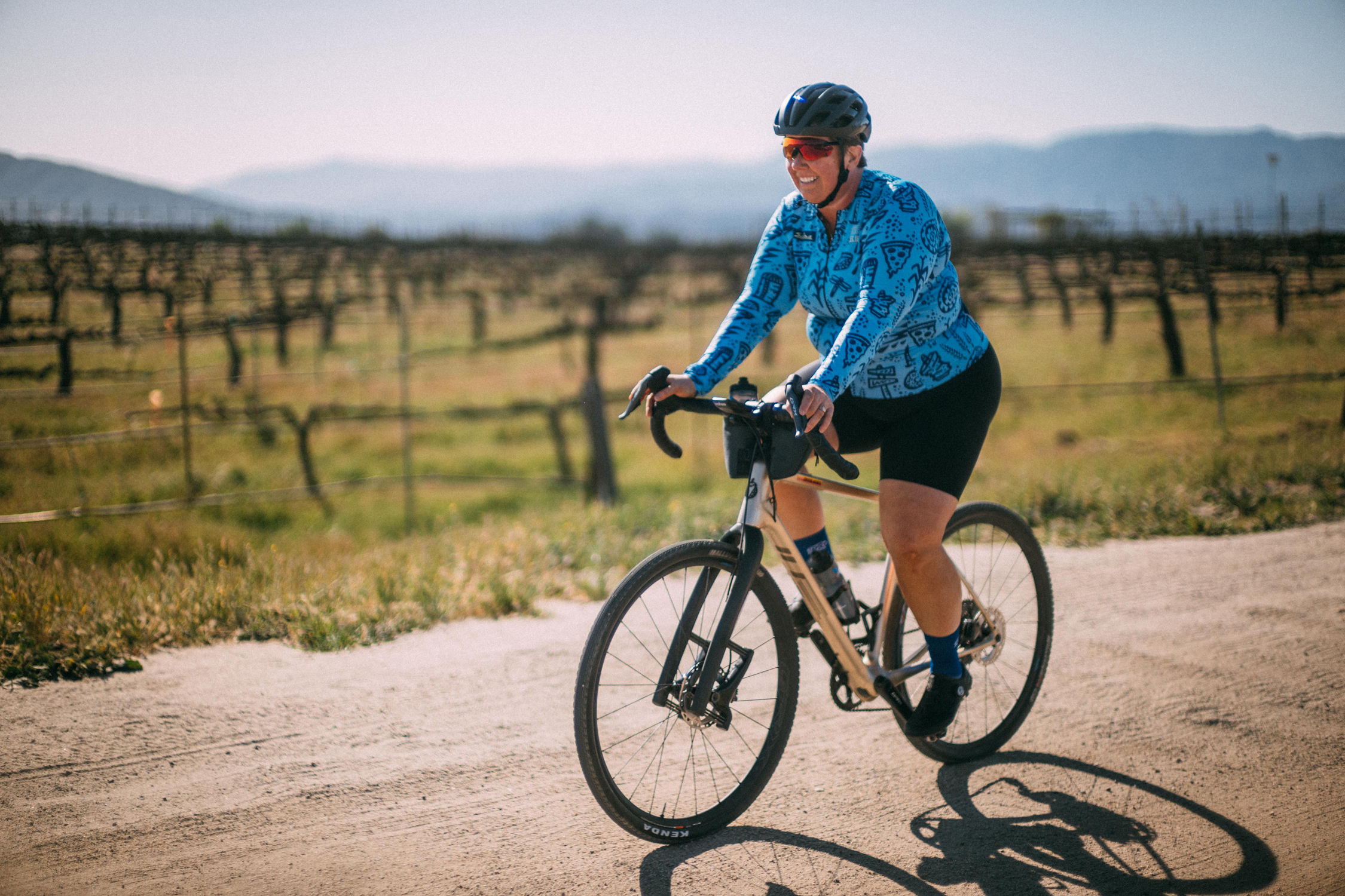 Crystal riding a salsa gravel bike