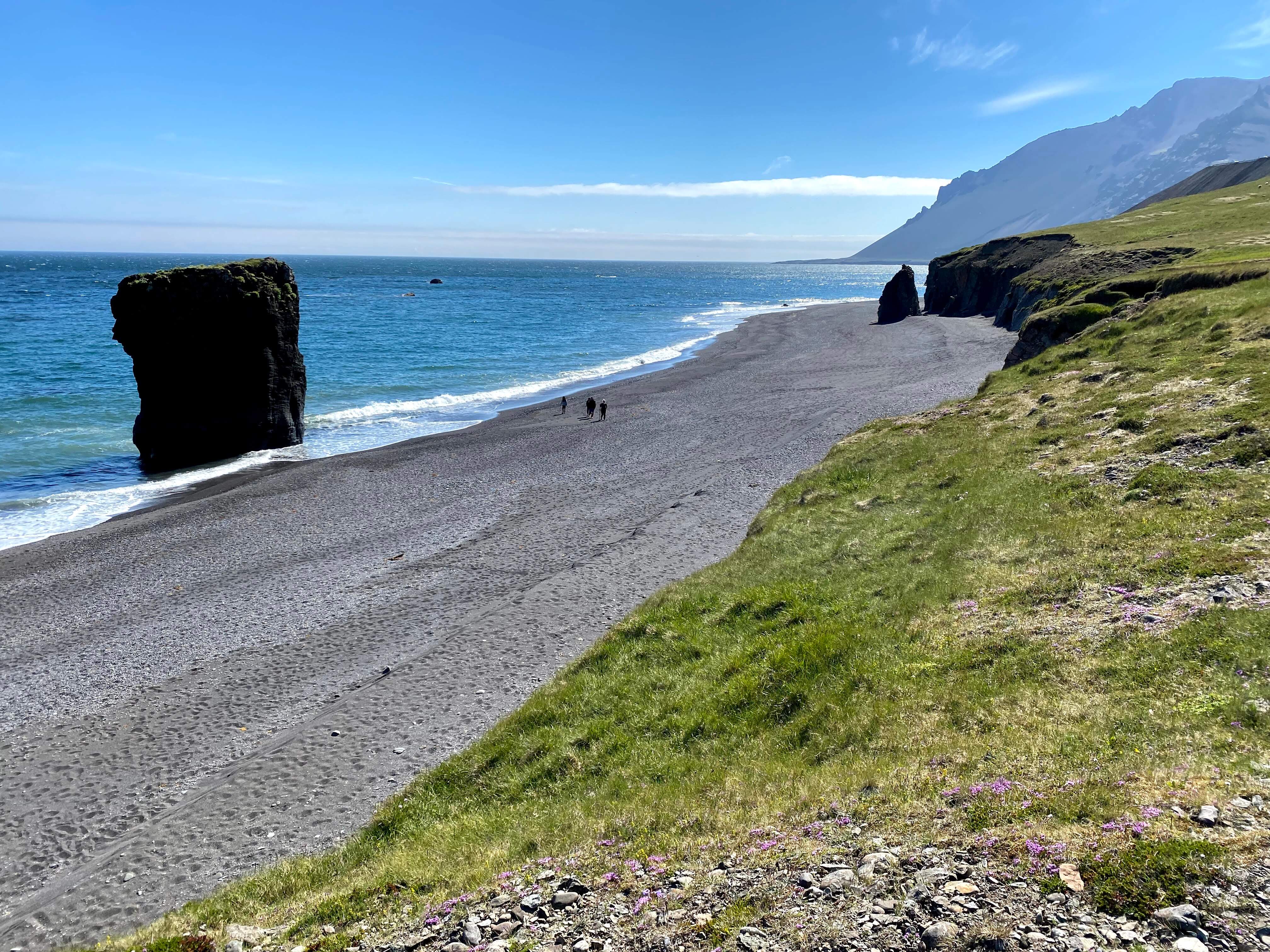 Riding gravel bike across the Iceland black sand beach Shimano Gravel