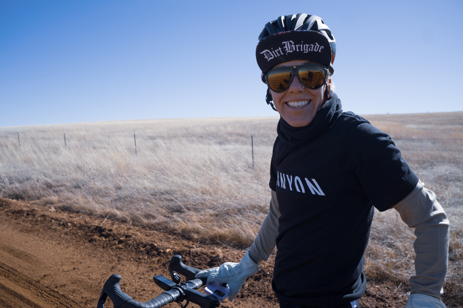 Heather Jackson enjoying a sunny day on her gravel bike