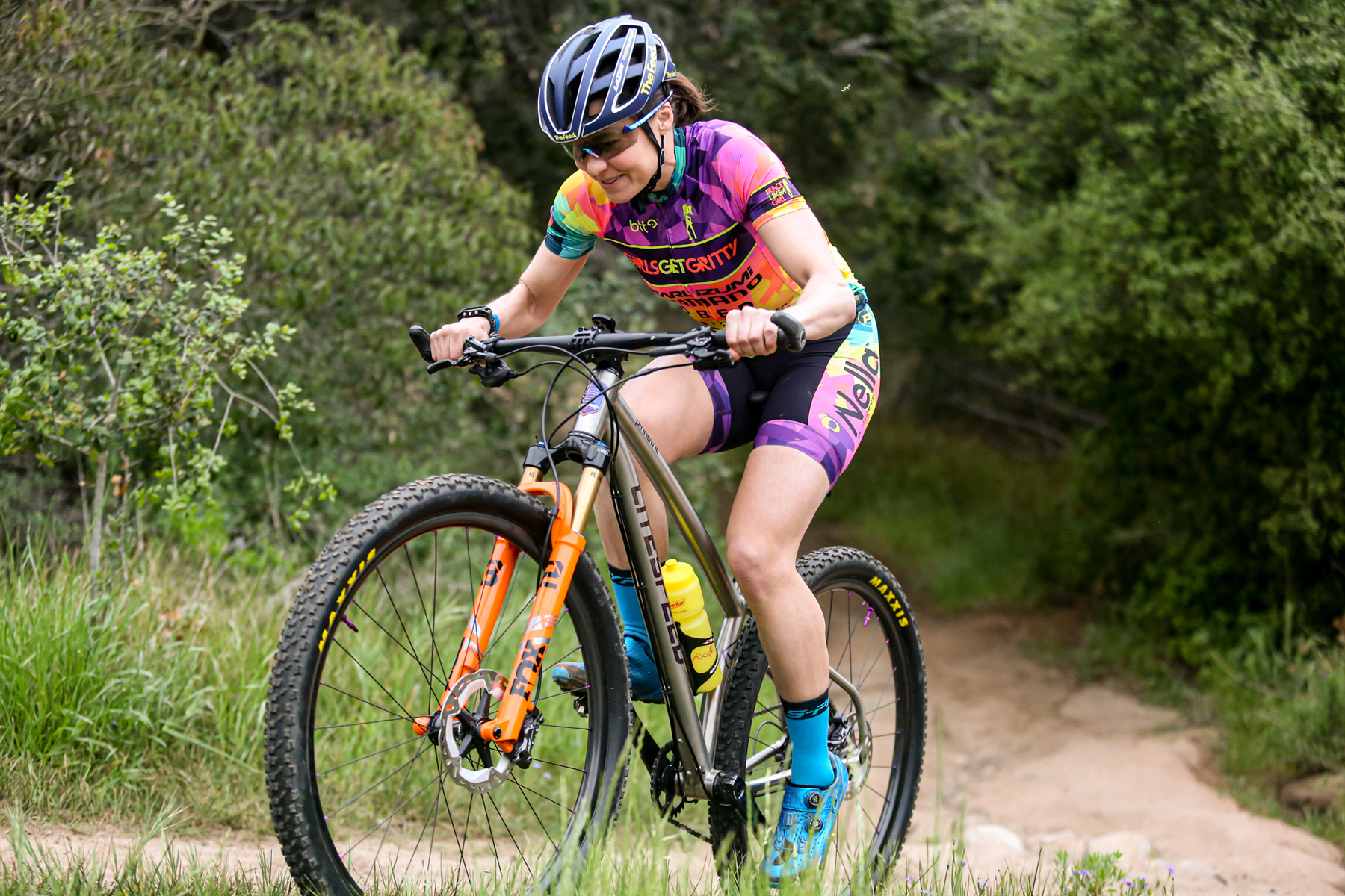 Angela Naeth racing her mountain bike